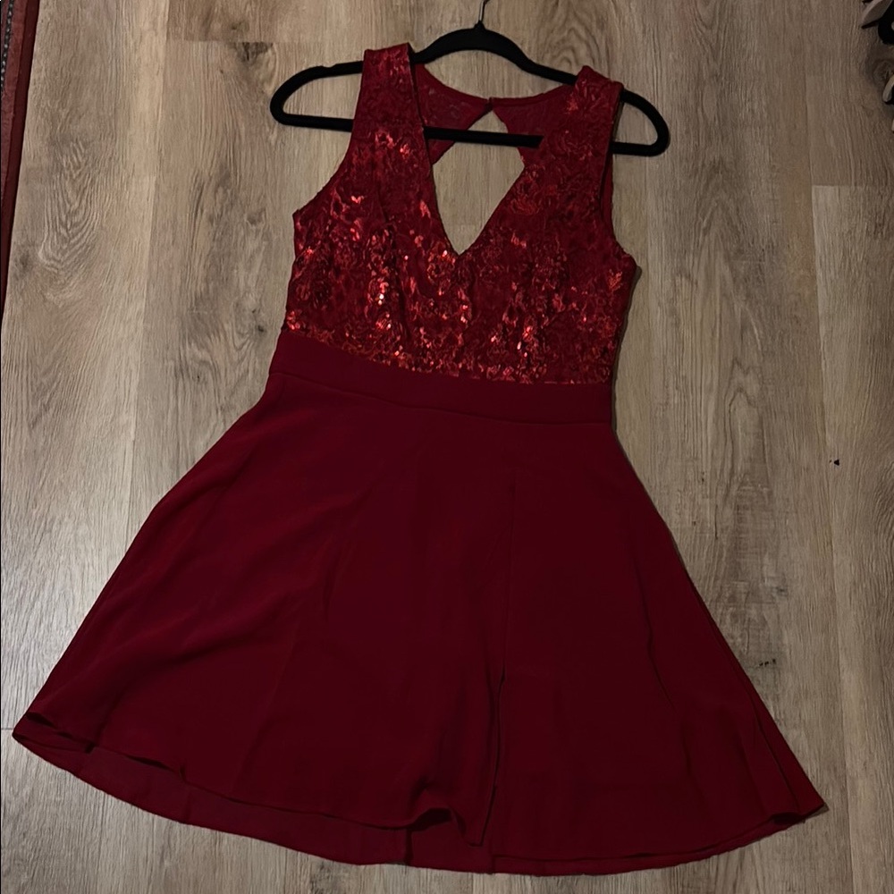 Red Sequin Sleeveless Dress